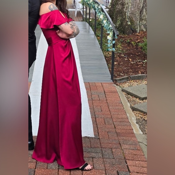 Azazie Burgundy Dress - Picture 2 of 16